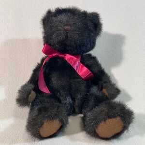 Teddy Bear Russ "Dickens" Dark Brown with‎ Red Bow Vintage